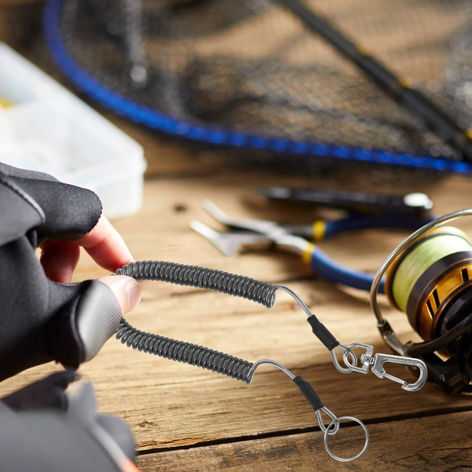 

3 Pcs Elastic Rope Fishing Lanyard Gear Hook Clips Heavy Duty Coiled Keychain Cord Tool with