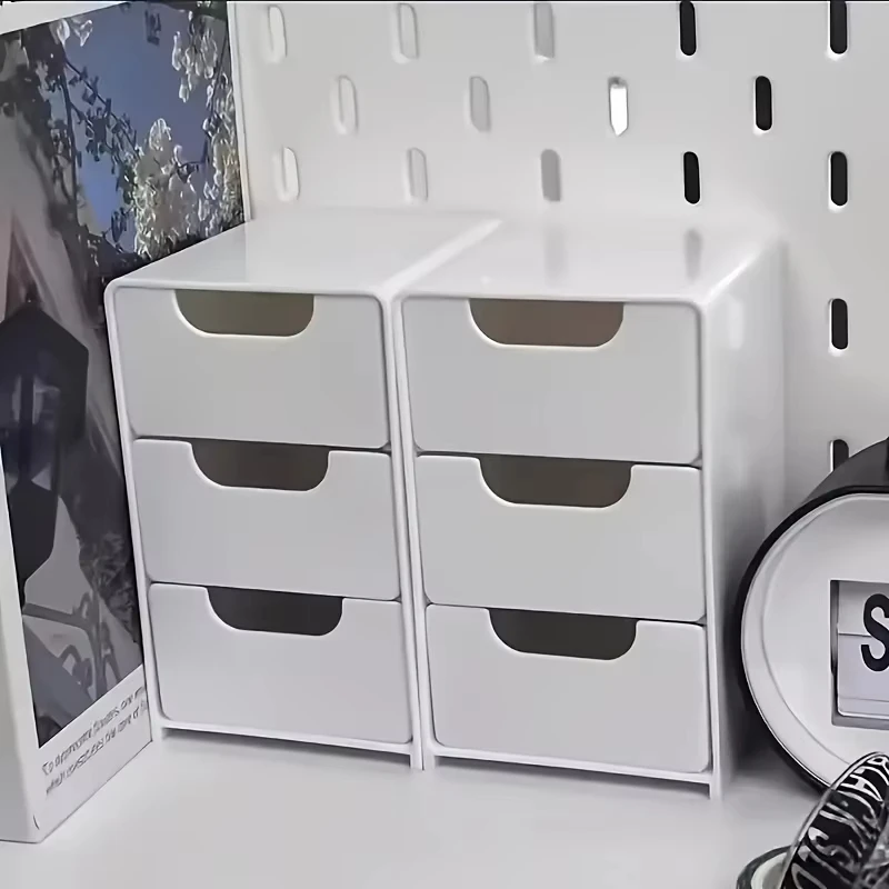 Chic 3-Tier Desk Organizer with Drawers - Ideal for Office Supplies, Jewelry & Cosmetics Storage - Portable Divider Box view 2