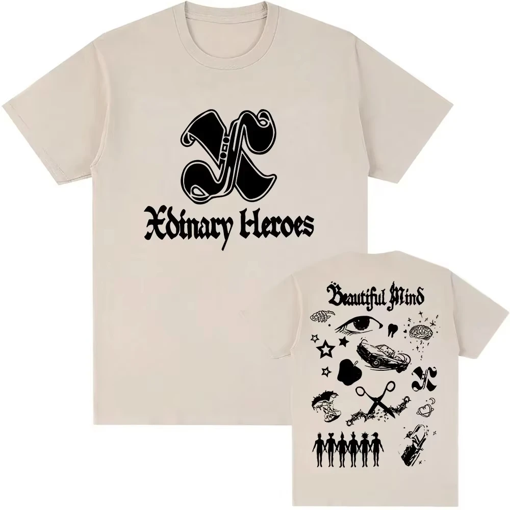 2026 Beautiful Mind Xdinary Heroes Koreaanse Jongensband Afdrukken Katoenen Top met korte mouwen voor mannen Grafische T-shirt Lente/zomer nieuw
