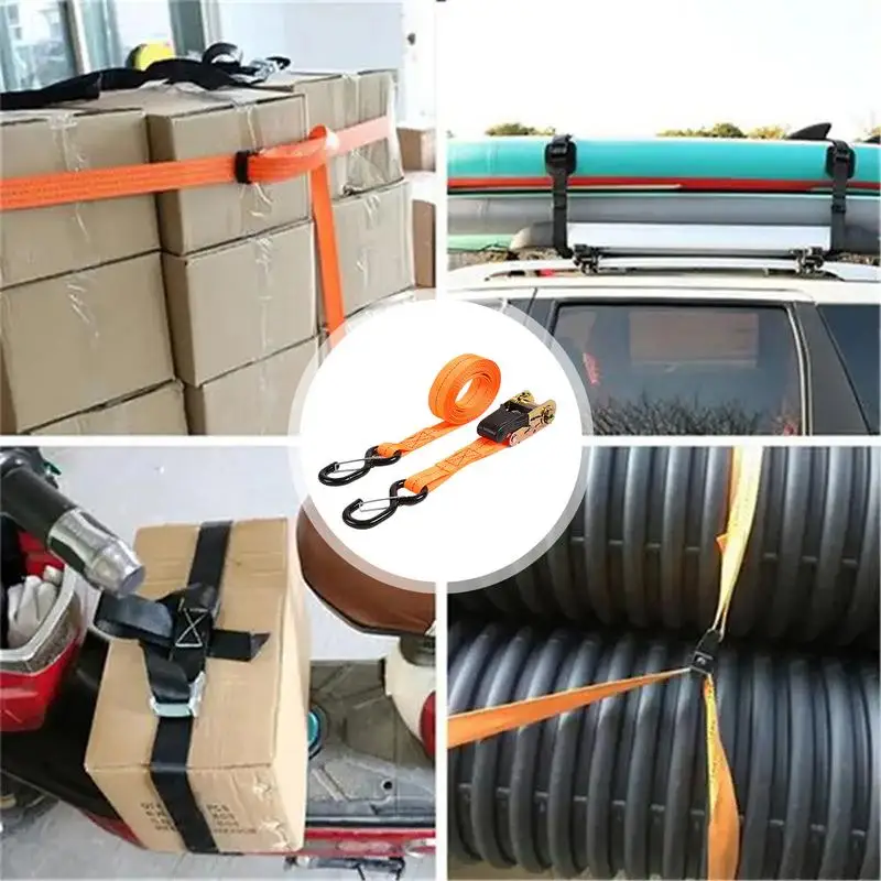 Ratchet Straps Heavy Duty Motorcycle Trucks Heavy Duty Straps With Hook Cargo Transportation Vehicle Binding Cords For Traveling