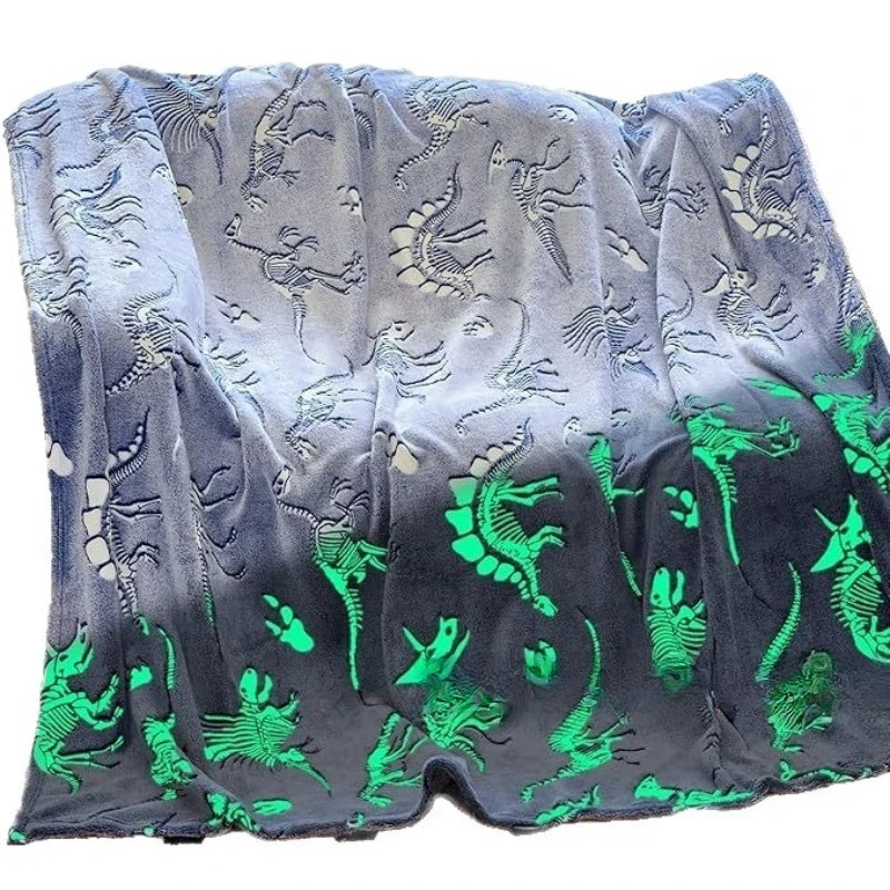 الفانيلا متوهجة بطانية الكرتون ديناصور تضيء أفخم رمي قيلولة الراحة المعزي أريكة تتحول لسرير الأريكة المنزل استخدام ضوء ليونة الراحة