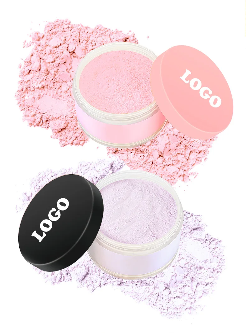 Pink Oil-control Loose Powder Private Label Waterproof Long-lasting Full Coverage Face Compact Setting Powder Makeup Cosmetics