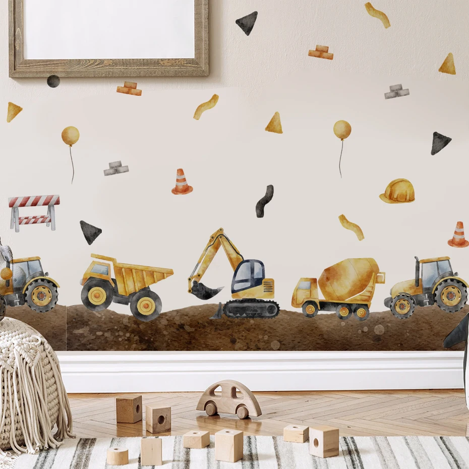 

Construction Vehicles Wall Decals Trucks Tractor Cars Wall Stickers Baby Boys Bedroom Kids Playroom Wall Decor