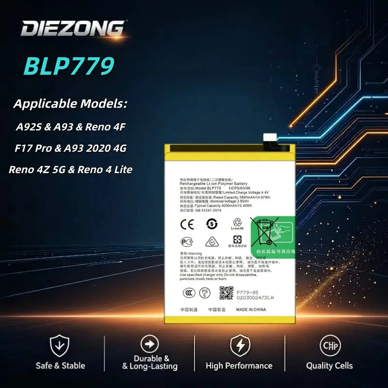 Fast Shipping BLP779 for OPPO A92S/A93/Reno 4F/F17 Pro/Reno 4 Lite Mobile Phone Battery Long Lasting Battery Life
