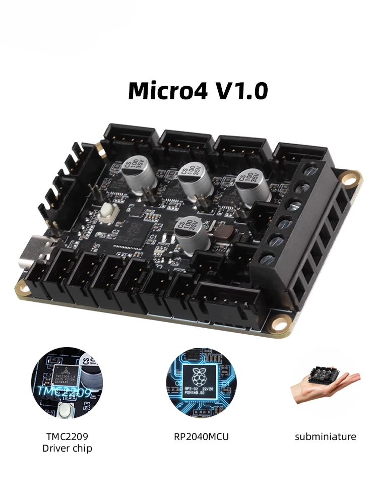 

The Mellow Mini 4-axis Fly Micro4 V1.0 3D printer motherboard is suitable for DIY modification solutions