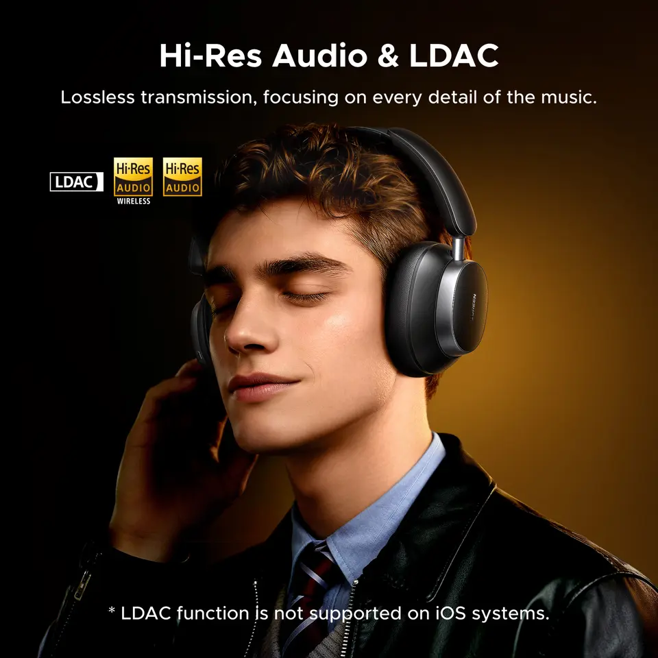 سماعات رأس لاسلكية UGREEN Studio Pro 48dB ANC عازلة للضوضاء بتقنية البلوتوث، إلغاء الضوضاء النشط، دقة صوت عالية LDAC، وقت تشغيل 120 ساعة - 2