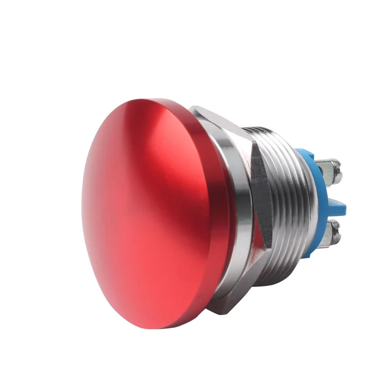 Botón de presión de Metal de seta de 22mm, Pin de tornillo de Reajuste automático, interruptor de alimentación de acero inoxidable impermeable momentáneo