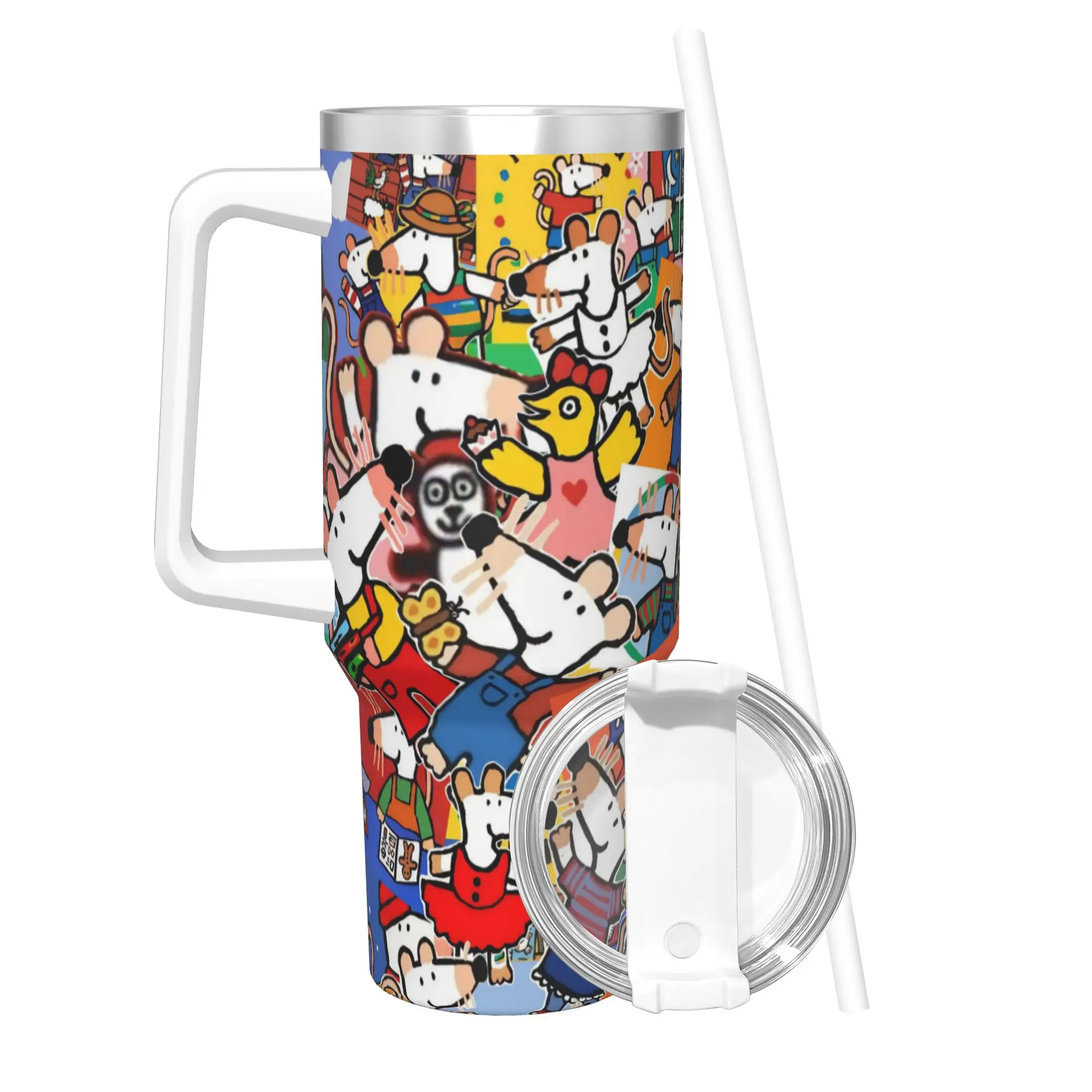 Maisy Mouse 40oz Tumbler Stainless Steel Double Wall Vacuum Insulated  Mug Cups With Straw