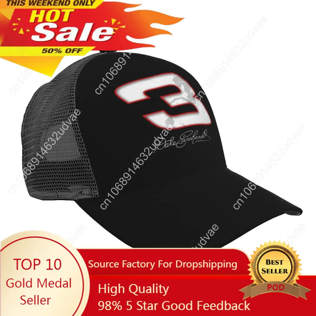 قبعة بيسبول من Da-Le Earnhardt-Snapback ، قبعة شبكية ، قبعة سائق الشاحنة ، ملابس الشارع أبي ، انخفاض الشحن