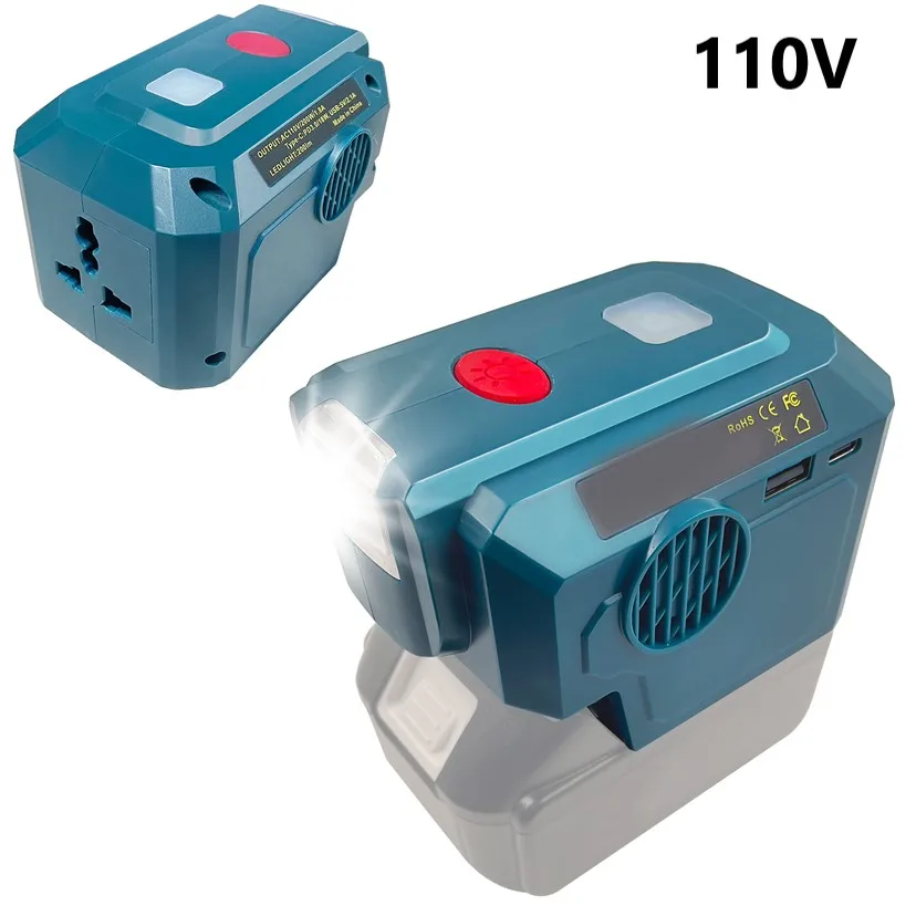 

1pcs For Bosch 18V Li-ion Battery Inverter 110V 200W USB C Mobile Power Charger Plastic USB 5V2.1A Electrical Equipment