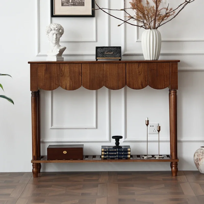 American retro solid wood dining side cabinet, tea cabinet, entrance entrance table, simple wall table, foyer strip case