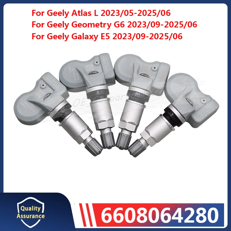 

433 МГц TPMS 6608064280 для 2023 2024 2025 Geely Atlas L Geometry A G6 Galaxy E5 L6 L7 Датчик системы контроля давления в шинах 4 шт.