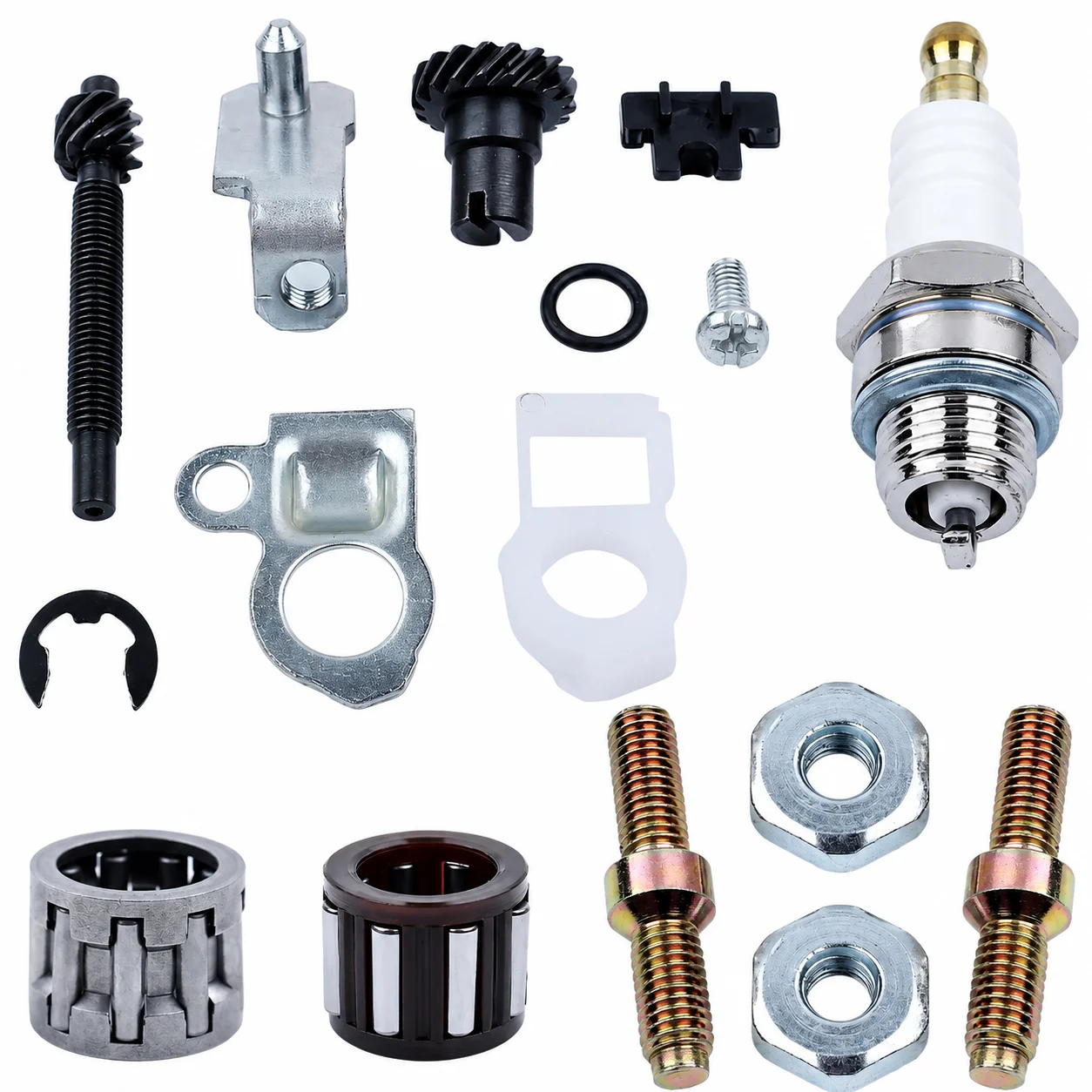 Chainsaw Chain Adjuster Tensioner Bar Stud Nut Kit For Stihl 066 MS660, OEM 1138 664 2400, Clutch Needle Bearing, Spark Plug