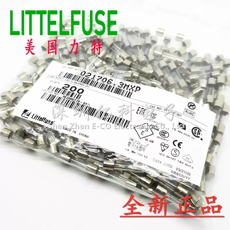F6.3AL250VP American Lite 5 * 20 fast melting glass fuse tube 6.3A/250V 021706.3MXP