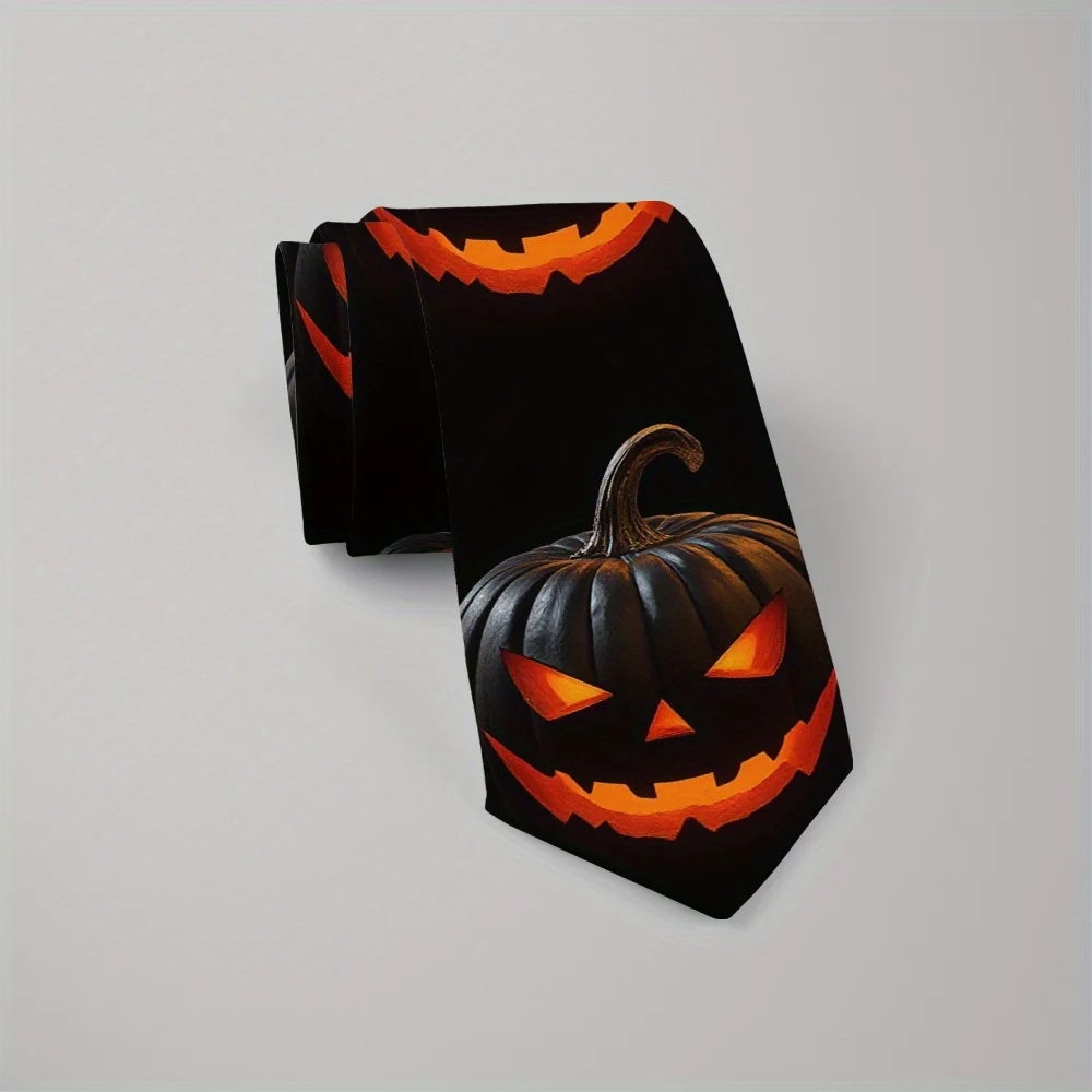 Halloween Novelty Spooky Style Tie Halloween Dark Pumpkin Prints Design for Business Casual Holidays Accessory