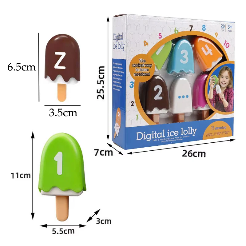 Kind Eis Anzahl Passenden Spiel Montessori Parish Spielzeug Ziffer Zählen Farbe Kognitive Brief Lernen Sensorischen Pädagogisches Spielzeug Geschenk – Detail 13