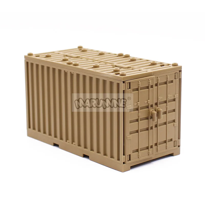 Marumine MOC Military Container Weapon Boxes Bricks Accessories Army Scene WW2 Build Block Parts Shipping Transport Case SWAT