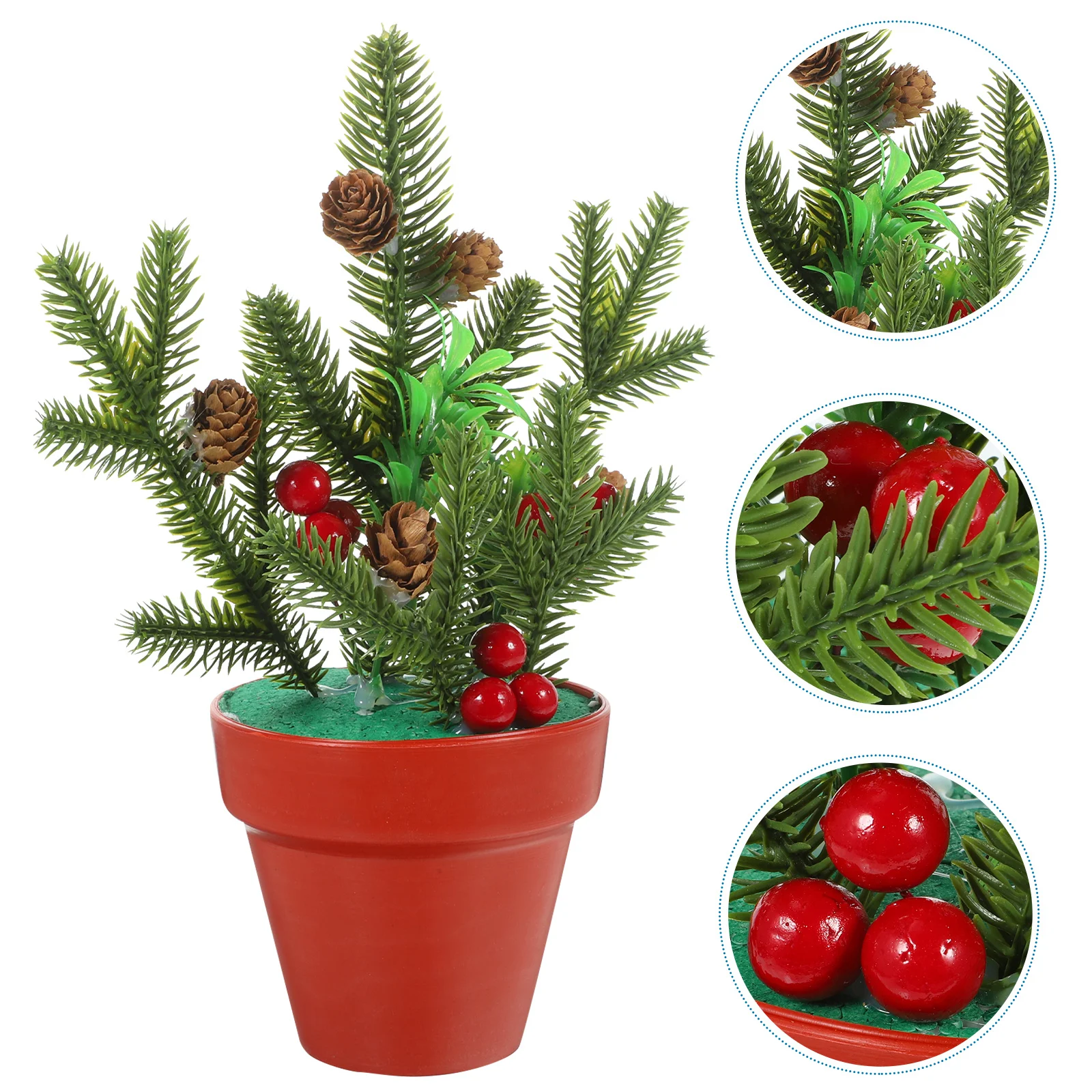 

Artificial Xmas Potted Plant Mini Desktop Decoration Fine Workmanship No Withering Festival Adornment Christmas Scene