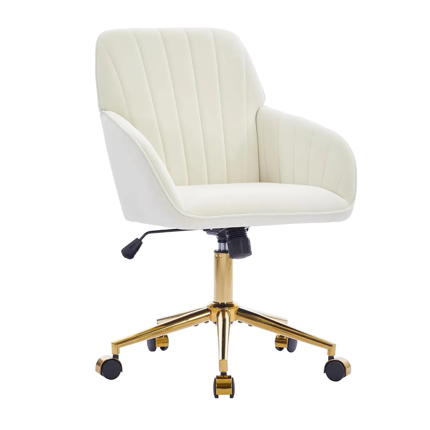 Velvet Office Desk Chair with Wheels and Gold Base,Modern Height Adjustable 360 Degree Swivel Upholstered Vanity Chairs