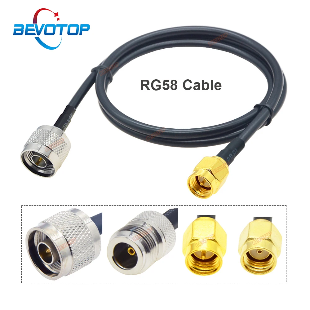 1PCS N to SMA RG58 Cable N Male Female to SMA/ RP-SMA Male RF Coax RG-58 Pigtail 3G 4G 5G LTE Antenna Extension Jumper 10CM~30M