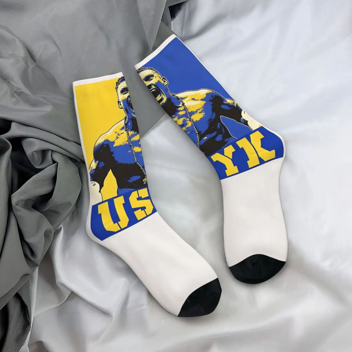 Oleksandr Usyk Boxing King Product Crew Socks Flexible Fighter Heavyweight Skateboard Long Sock Warm for Women's Present