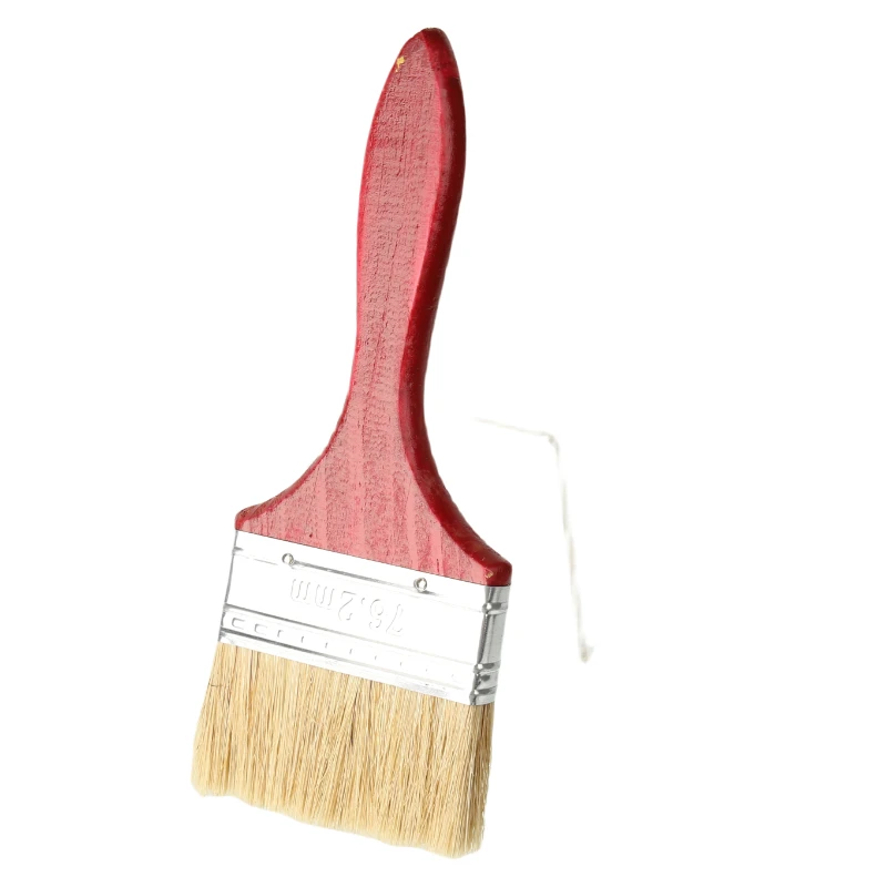 3-Zoll-Pinsel mit natürlichen Borsten und flacher Kante und Holzgriff, Wandbehandlungswerkzeug für Farbe, Lacke, Kleber