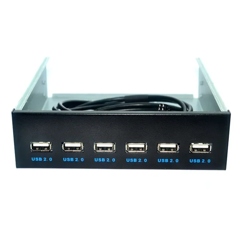 5.25 Inch Front Panel USB 2.0 Hub 7 Port 9 Pin to 6 USB Side Plug Optical Drive Bay Adapter for PC Desktop Computer Case
