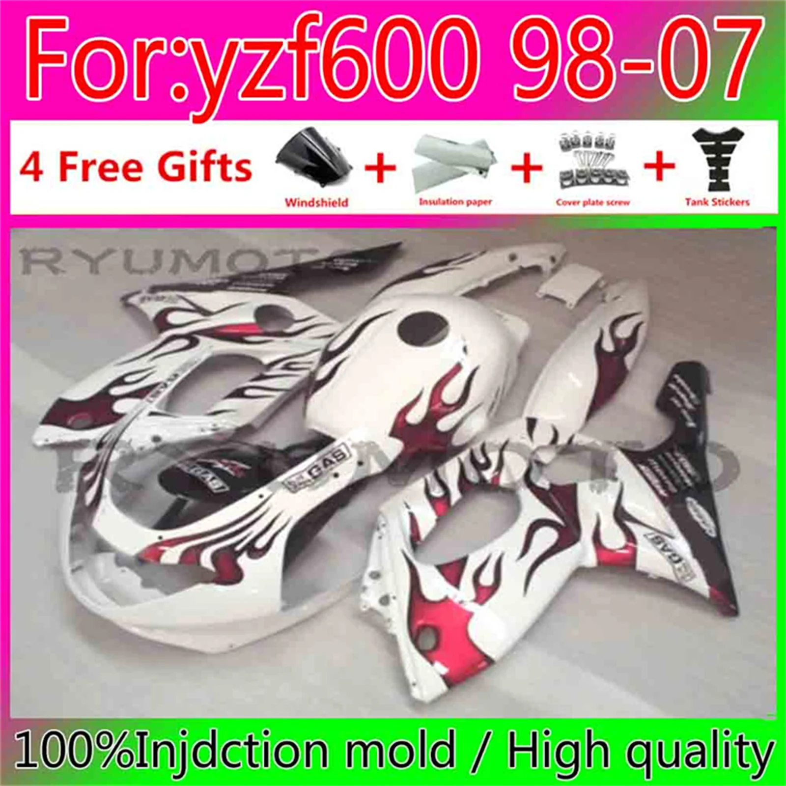 

Motorcycle Injection ABS Kit Fairings For Yamaha YZF 600 1997-2007 YZF600 97 98 99 00 01 02 03 04 05 06 07 Fairings