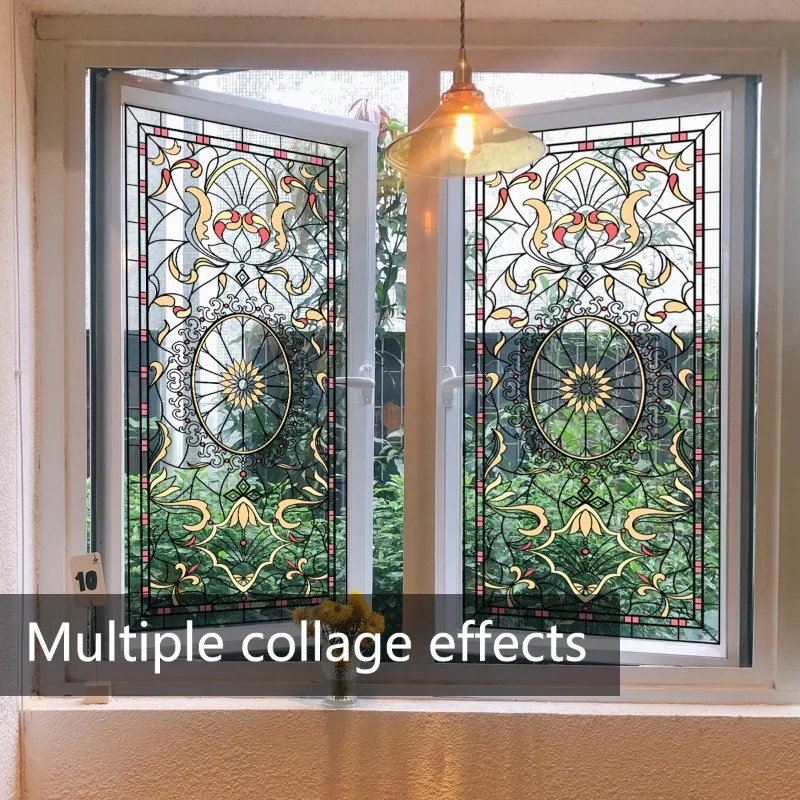 Statisch haftender Fensterfolie, Jumbo, 40 x 100 cm, Blumenaufkleber, kein Kleber, abnehmbarer und wiederverwendbarer doppelseitiger Druck für Zuhause/Café Shop