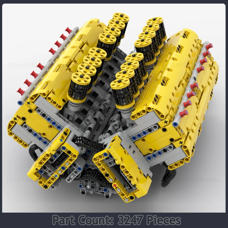 MOC Building Blocks GBC Module V16 Engine With Dual Pushrod Valvesystem An Natural Aspiration Model Technology Bricks Toys Gifts