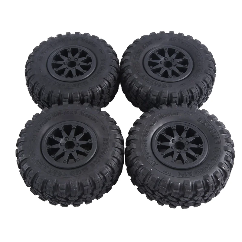 

YSUN-4PCS 118X44mm 2.2 Inch Rubber Tyres & Plastic Beadlock Wheel Rim For 1:10 RC Rock Crawler Axial SCX10 RR10 RC Car