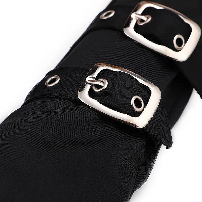 Punk Zwarte Handschoenen Vingers Lange Polsband Polsband 28CM Arm Warmer Melk Zijde Lange Manchet Gothic Hiphop Party Cosplay Sexy Handschoen