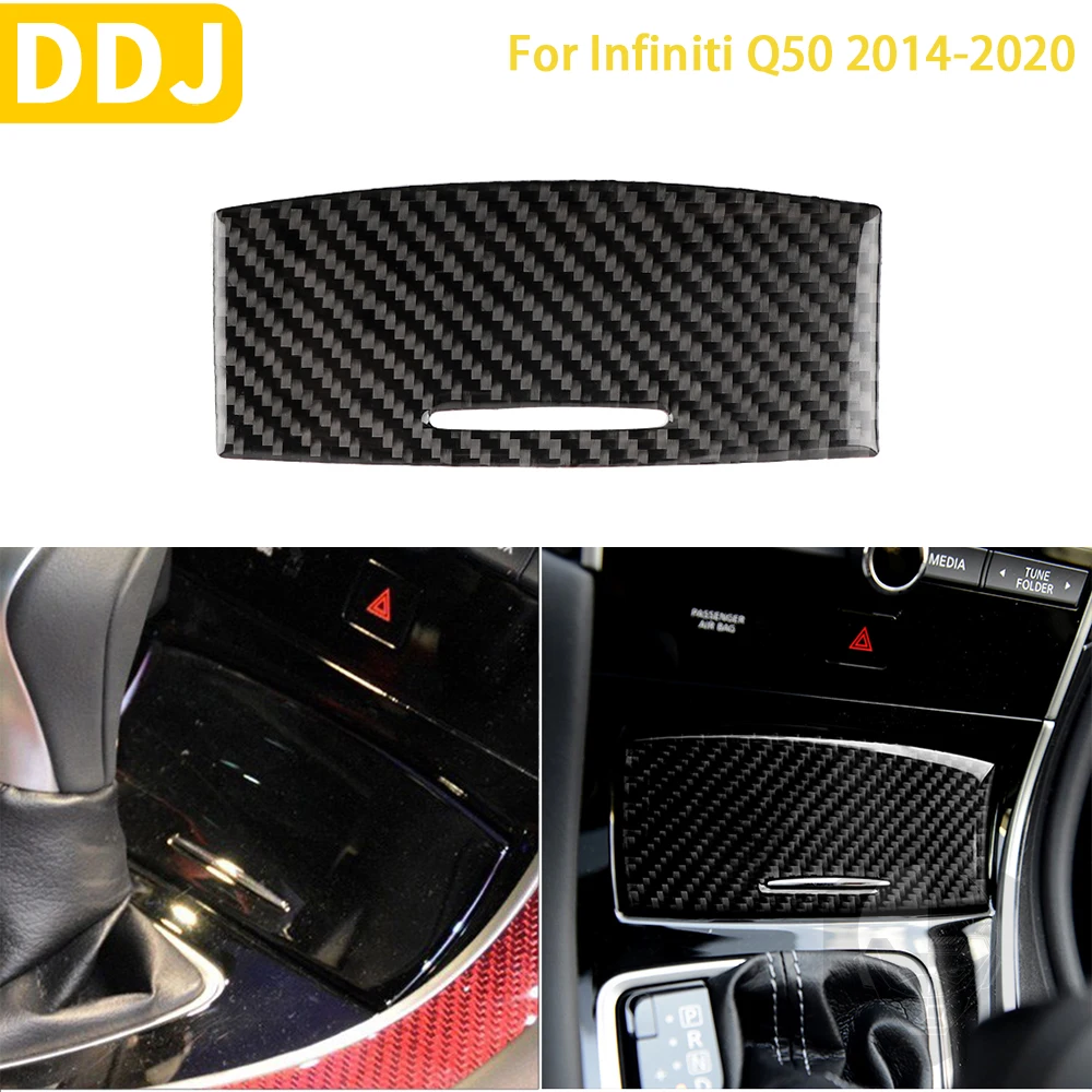 

For Infiniti Q50 2014-2020 Car Accessories Interior Carbon Fiber Gear Panel Soot Cover Trim Sticker Decoration