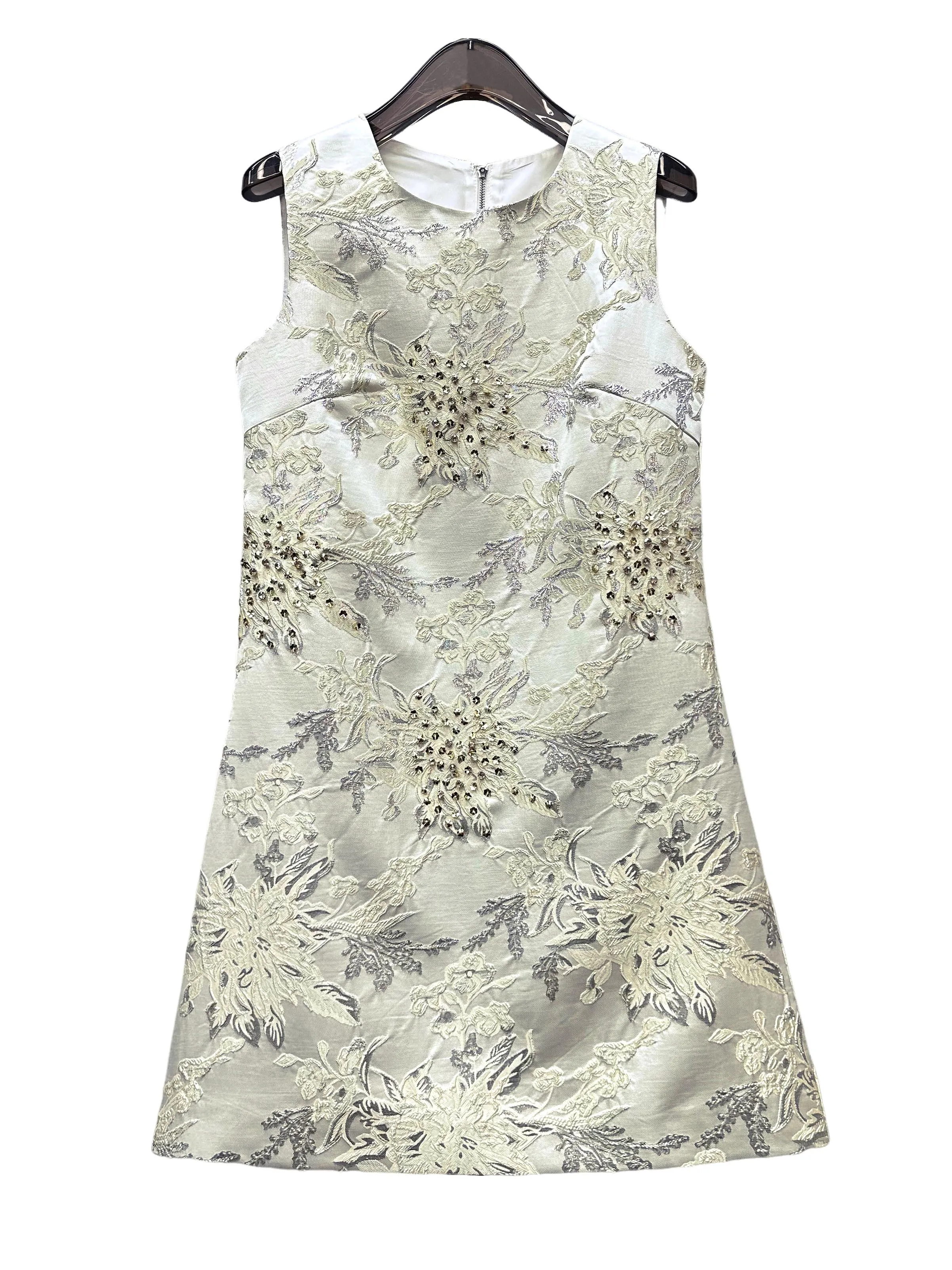 Eleganckie francuskie sukienki letnie w stylu socjality z ciężkim przemysłem, 2025, okrągły dekolt, bez rękawów, cekiny, koraliki, haft, sukienka na imprezę, krótka, damska.