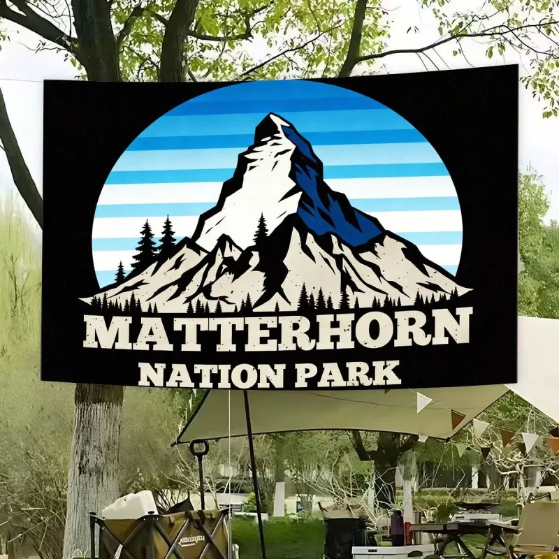 VIKAMA Matterhorn National Park Tapestry Vintage Mountain Forest Graphic Wall Hanging Decor Camping Bedroom Outdoor Dorm