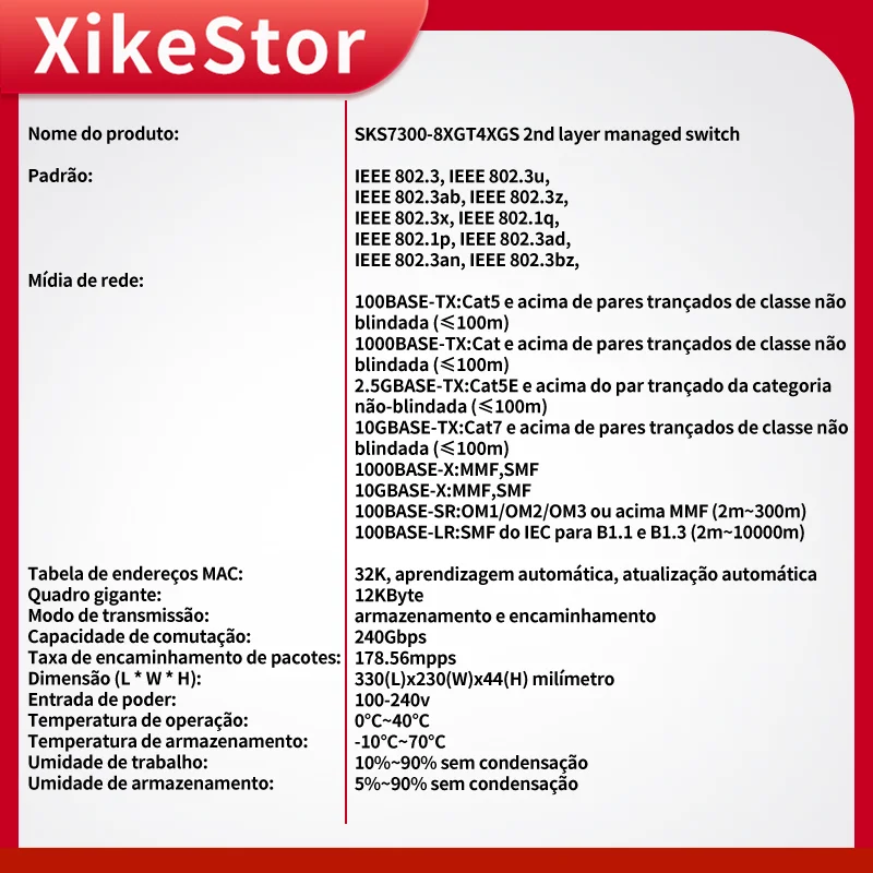 XikeStor NEW All 10G L2 Mnanaged 8-Port 10G RJ45 and 4-Port 10G SFP+ Ethernet Support VLAN/ Port Aggregation