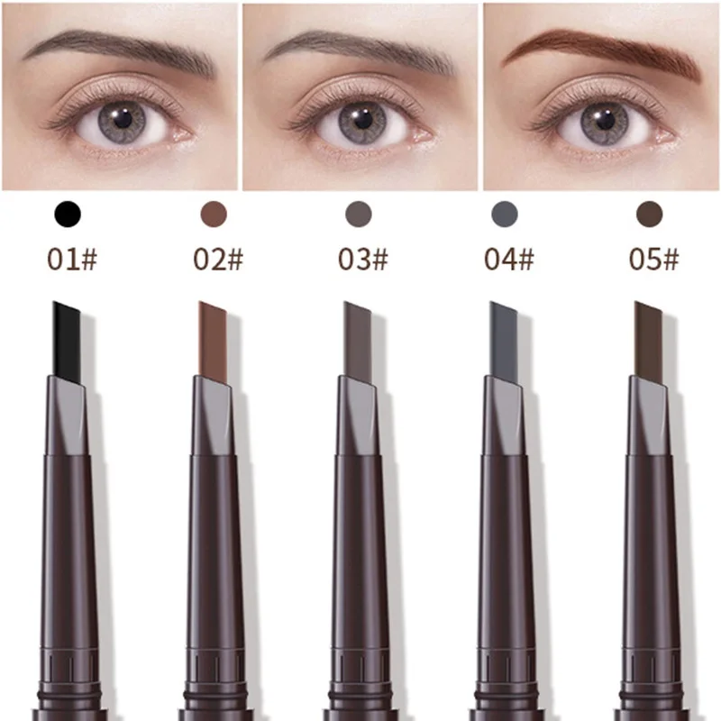 Black/brown/grey Eyebrow Pencil With Brush Double-headed Waterproof Eyebrow Pen Automatic Triangle Brow Pencil Eyebrow Cosmetics