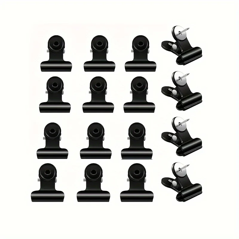 Metal Push Pin Bulldog Clips Black Thumbtack Photo Paper Holder for Cork Board Bulletin Board Home Office Picture Memo Display