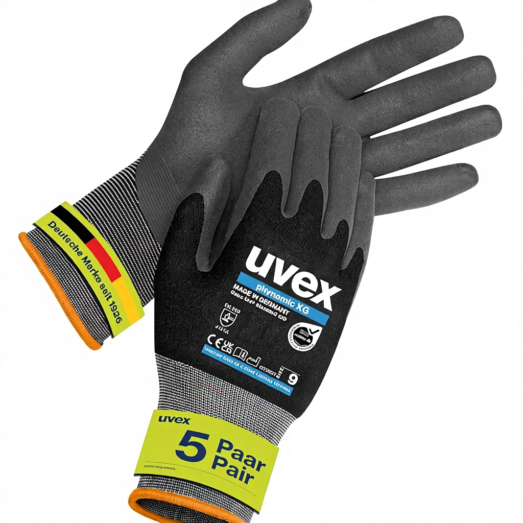 Guantes de agarre unisex Uvex Phynomic XG, espuma de polímero acuático elástica y resistente a la abrasión Xtra Grip (paquete de 5)