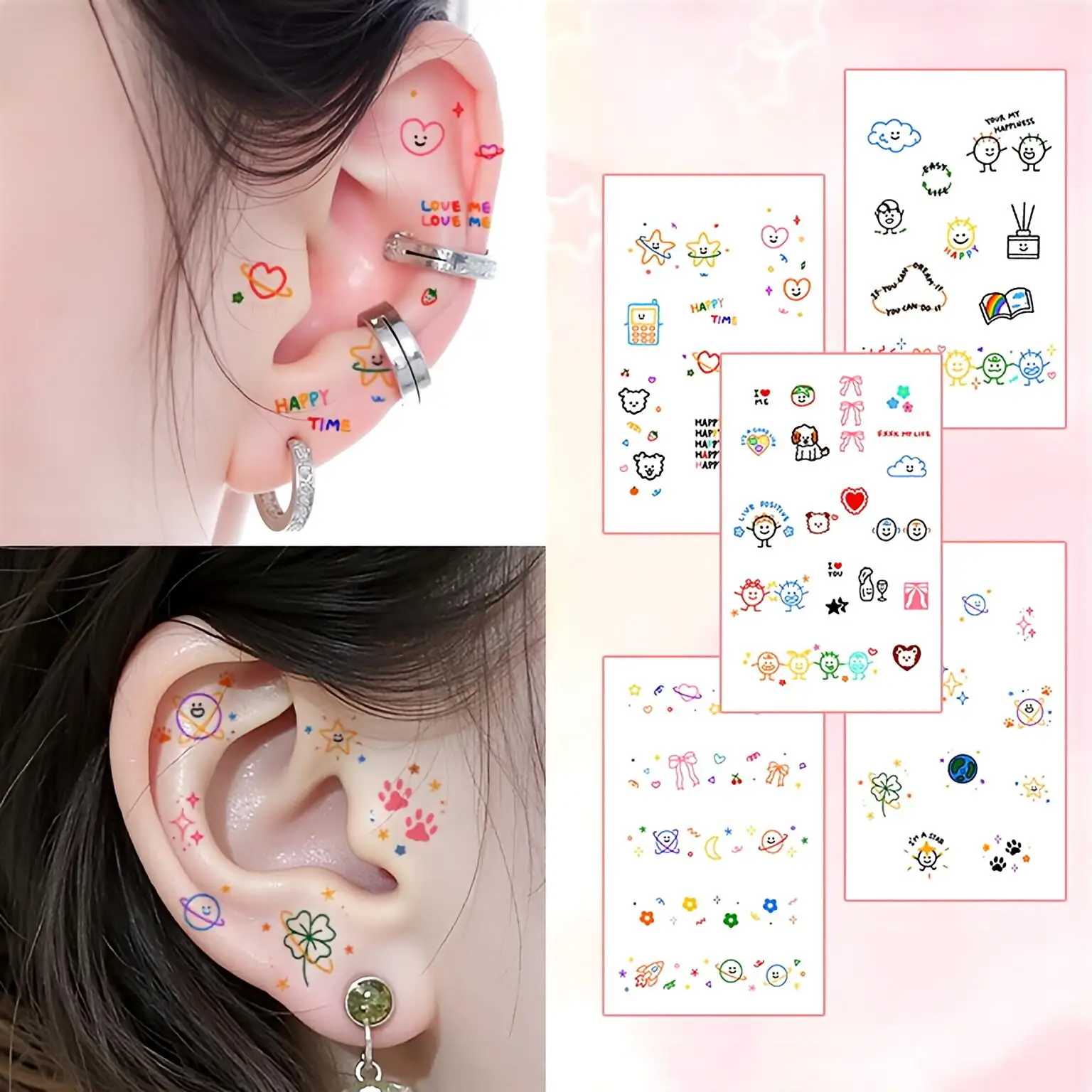 

New colorful ears Temporary Tattoos,Tattoo Stickers,Waterproof Long-Lasting,Fake Tattoo,body art for women for Party Festival