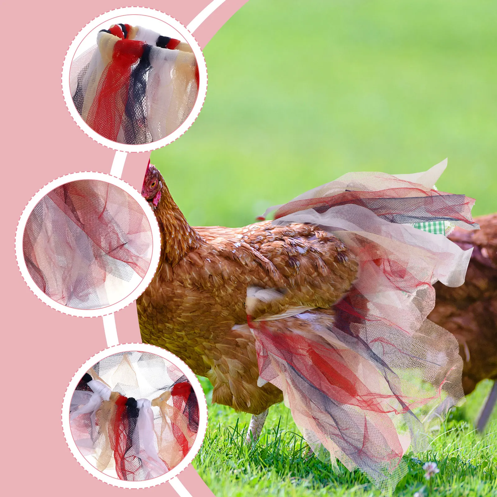 

Chicken Skirt Breathable Wear Resistant Poultry Supply Tutu Netting Daily Walking Holiday Birthday Colorful Easy Storage Carry