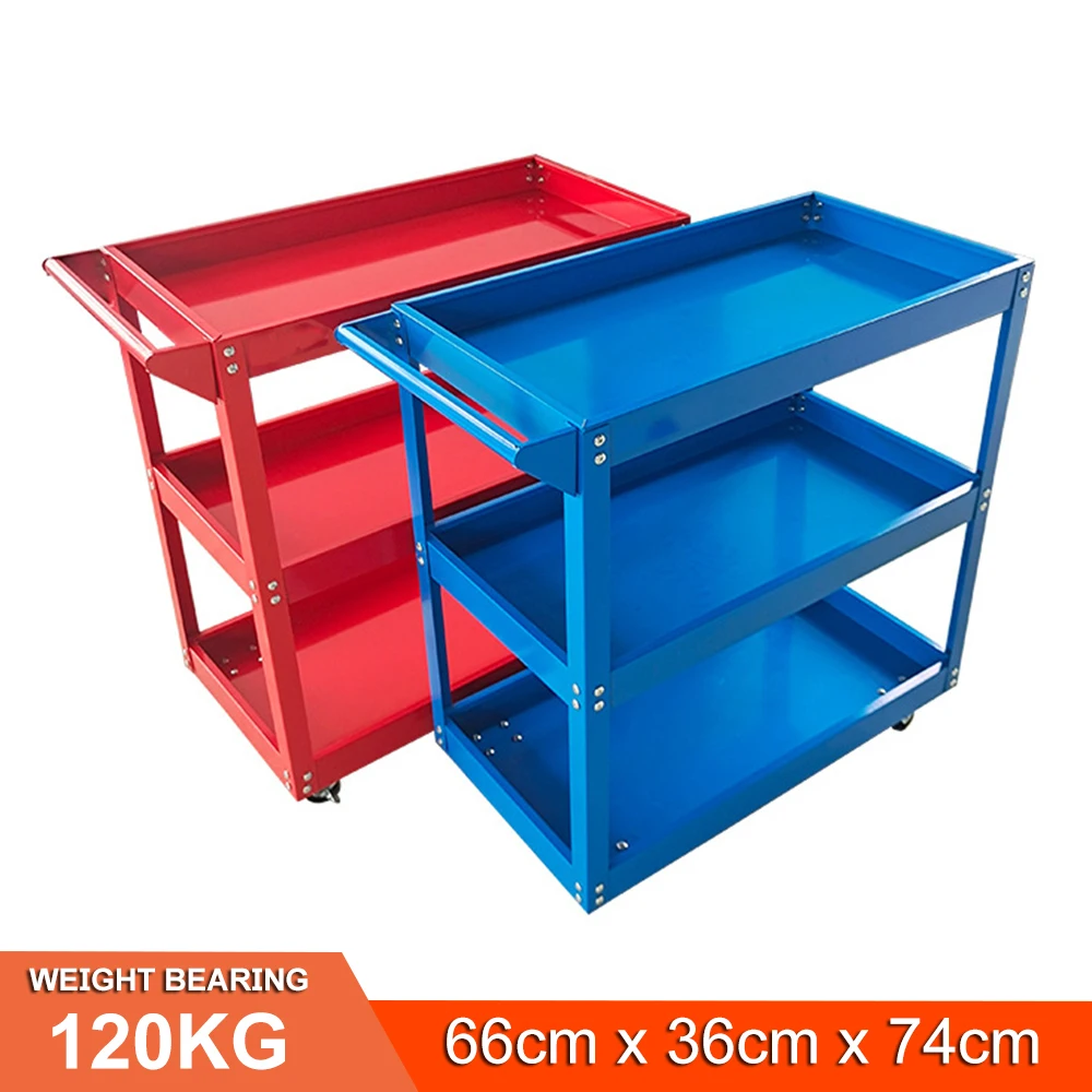 

Thickened three-layer handcart with steering brake wheel, auto repair parts car, multifunctional storage mobile tool car