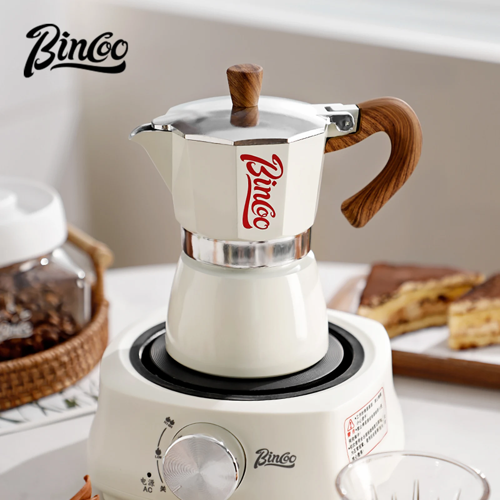 

BINCOO Single Valve Moka Pot，Coffee Pots，Mocha Pots，Stovetop Espresso Coffee Maker，Italian Coffee Maker，Household Coffee Utensil