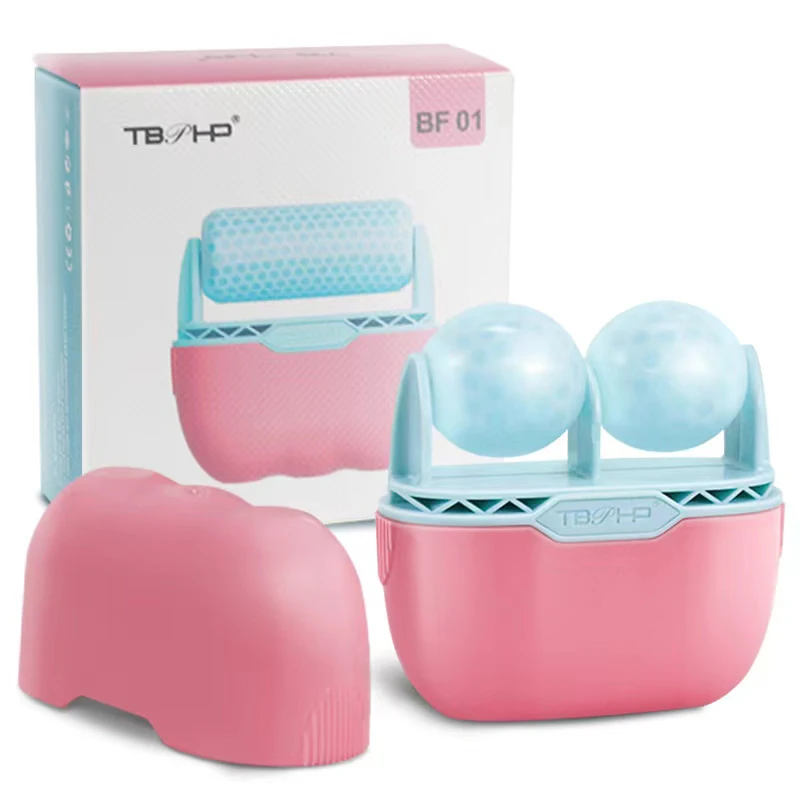 Wałek do twarzy z lodem Podwójny wałek Chłodzący Masaż twarzy i oczu Łagodzi zmęczenie Ból Czerwienie Ujędrnianie skóry Lifting twarzy Redukcja obrzęków Iceroller