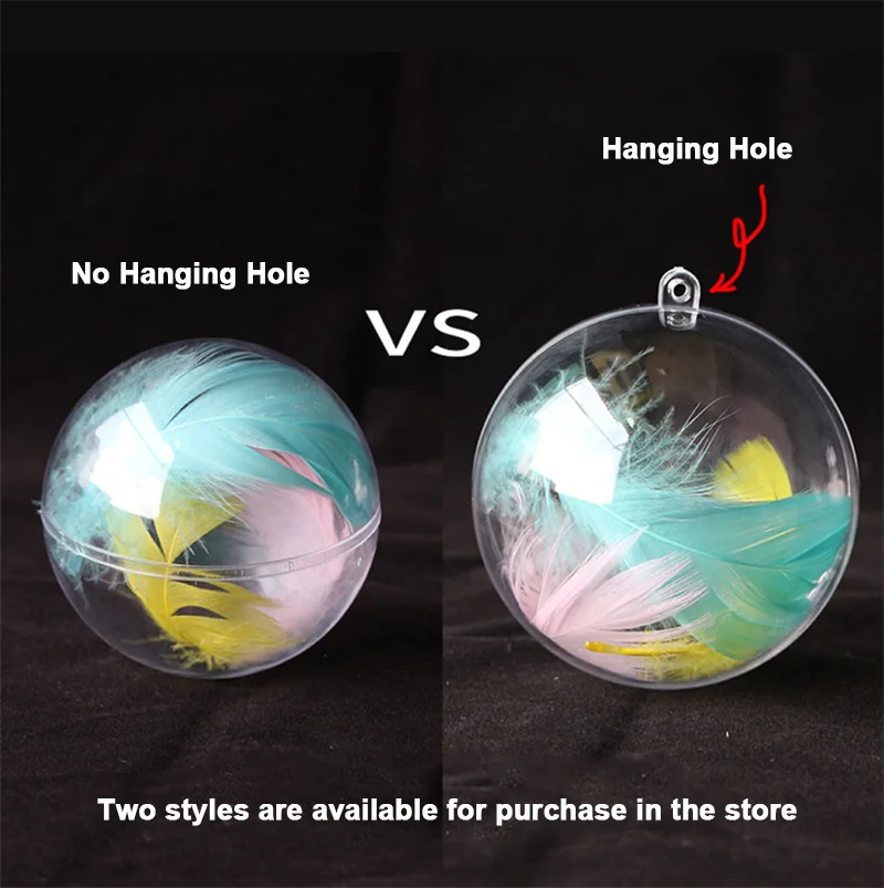 30-160mm No Hanging Hole Fillable Clear Hollow Plastic Ball For Wedding Table Centerpiece Birthday Party Gift Box DIY Xmas Decor