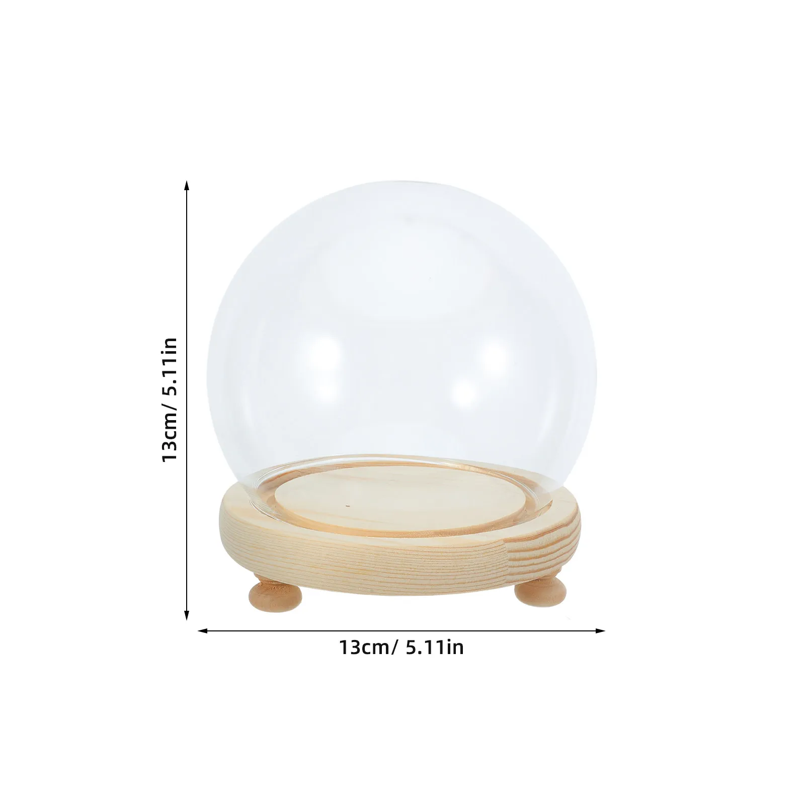 Glass Dome Display Case for Preserved Flowers Clear Transparent Dome with Natural Wood Base Micro Landscape Decoration Home