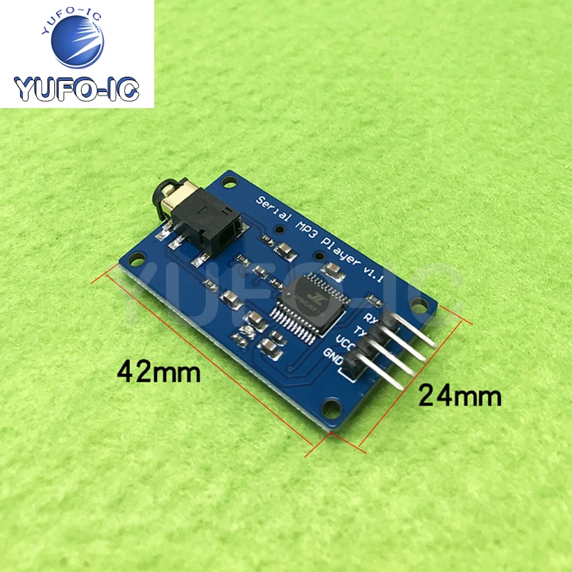 Free Ship 1PCS Music Player Decoding Module MP3 Voice Serial Port Control Voice Playback Voice Broadcast TF Card Slot