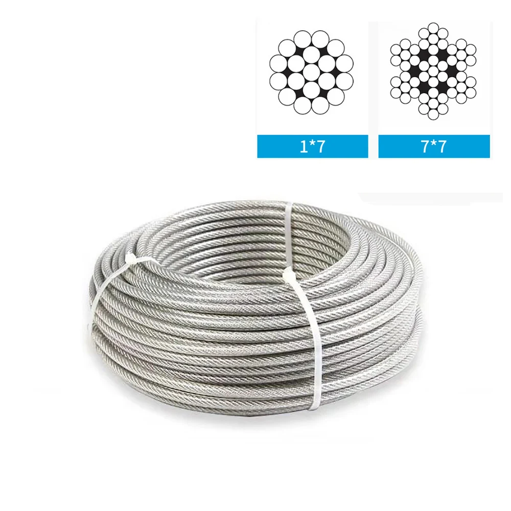 1/5/10Meter Stainless Steel Wire Rope Cable Diameter 1mm - 5mm A2 304 Wire Rope 7x19