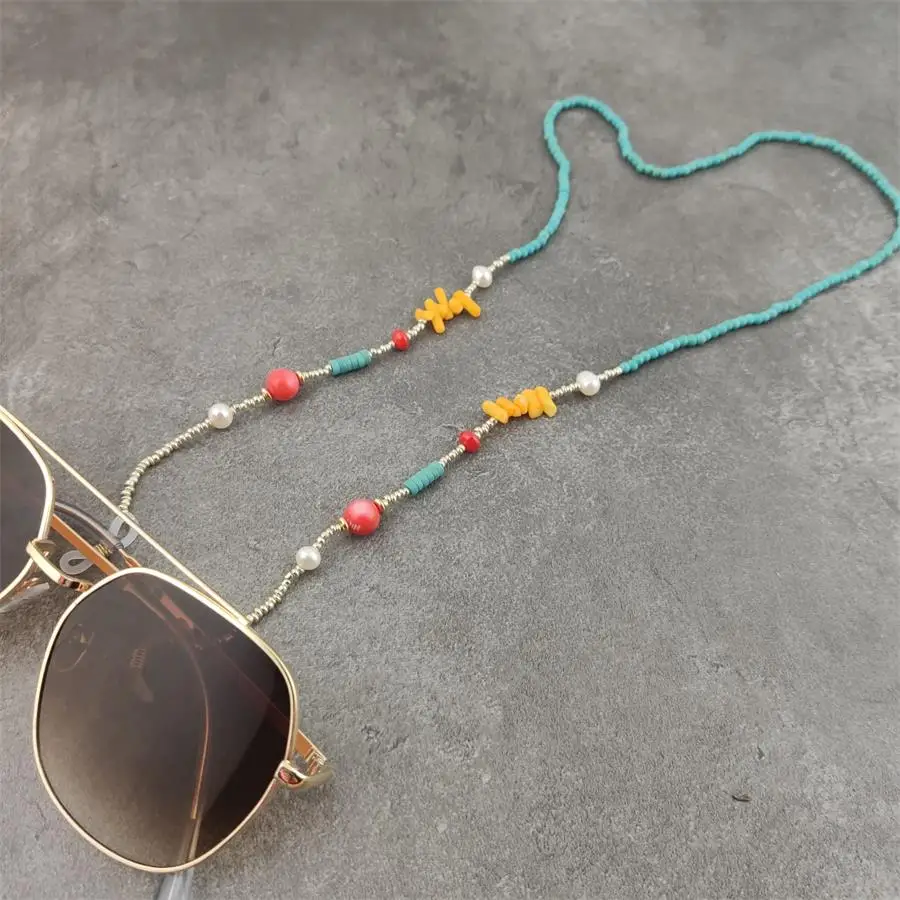 Stone Bead Glasses Chain Pearl Lanyard Bohemian Chain Anti-lost Neck Chain Sunglasses Eyewear Accessories