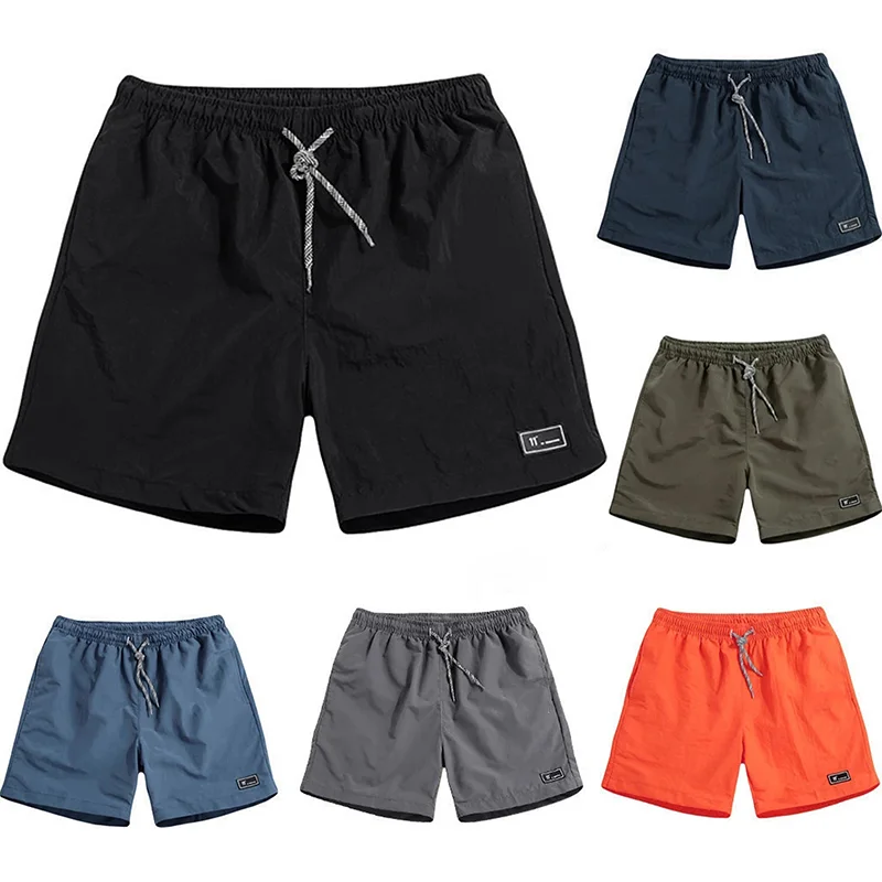 Calções curtos com cordão shorts casuais shorts de secagem rápida calções impressos nadar surf beachwear shorts roupas masculinas